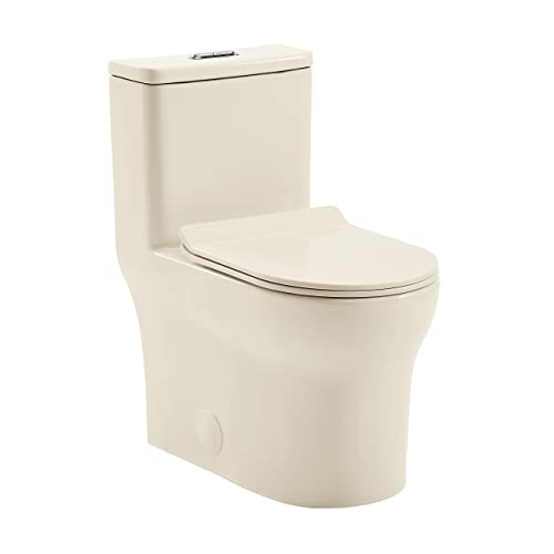 Swiss Madison Well Made Forever SM-1T111BQ, Burdon One Piece Square Toilet Dual Flush 1.1/1.6 gpf in Bisque