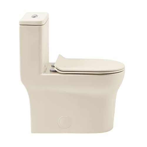 Swiss Madison Well Made Forever SM-1T111BQ, Burdon One Piece Square Toilet Dual Flush 1.1/1.6 gpf in Bisque