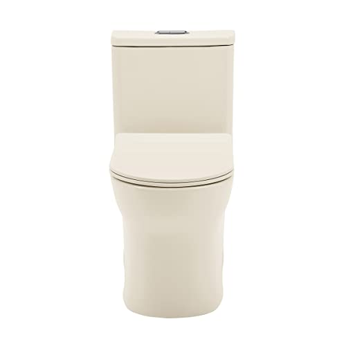 Swiss Madison Well Made Forever SM-1T111BQ, Burdon One Piece Square Toilet Dual Flush 1.1/1.6 gpf in Bisque