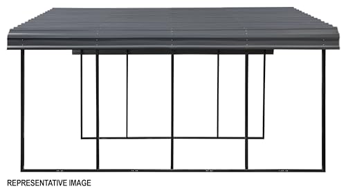 Arrow Carports Galvanized Steel Carport, Full-Size Metal Carport Kit, 12' x 20' x 9', Charcoal