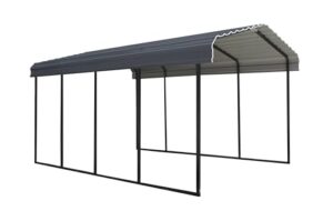 arrow carports galvanized steel carport, full-size metal carport kit, 12' x 20' x 9', charcoal