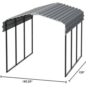 Arrow Carports Galvanized Steel Carport, Compact Car Metal Carport Kit, 10' x 15' x 9', Charcoal