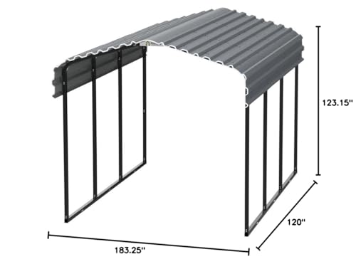 Arrow Carports Galvanized Steel Carport, Compact Car Metal Carport Kit, 10' x 15' x 9', Charcoal