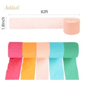 AOBKIAT 5 Rolls Rainbow Party Streamers Crepe Paper,Candyland Party Decorations for Christmas,Birthday,Wedding,Bachelorette,Bridal/Baby Shower,Hanging Candyland Backdrop Decoration