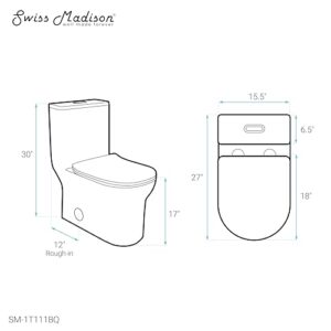 Swiss Madison Well Made Forever SM-1T111BQ, Burdon One Piece Square Toilet Dual Flush 1.1/1.6 gpf in Bisque