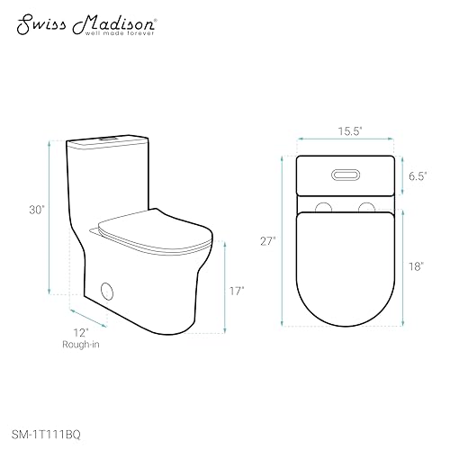 Swiss Madison Well Made Forever SM-1T111BQ, Burdon One Piece Square Toilet Dual Flush 1.1/1.6 gpf in Bisque