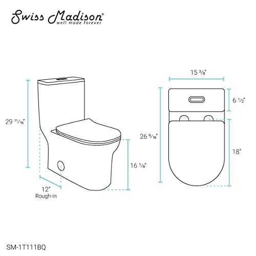 Swiss Madison Well Made Forever SM-1T111BQ, Burdon One Piece Square Toilet Dual Flush 1.1/1.6 gpf in Bisque