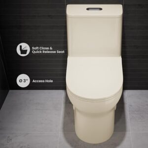 Swiss Madison Well Made Forever SM-1T111BQ, Burdon One Piece Square Toilet Dual Flush 1.1/1.6 gpf in Bisque