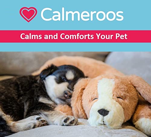 Calmeroos Puppy Heartbeat Toys Calming Separation Anxiety Relief Toys for Dogs Heartbeat Simulator in a Soft Comforting Pillow Pet Plush