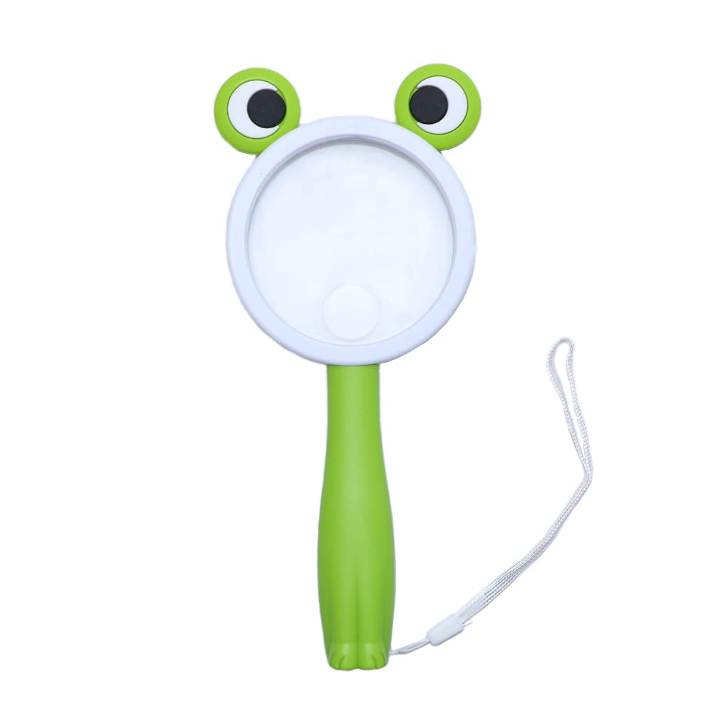 Children Handheld Magnifying Glass for Student Kids Exploring Nature, Scientific Experiment Insect Animal Plant Leaves Observation Reading (Frog Style 1Pcs)