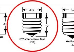 25 Pack C9 Christmas Replacement Light Bulbs - Steady Burning - 7 Watt, Extended Life, Nickel Plated E17 Base - Great for Christmas Lights, Decorative Incandescent Lights (Transparent Multi)