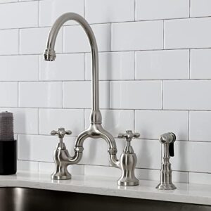 Kingston Brass KS7798AXBS English Country Bridge Kitchen Faucet, Brushed Nickel