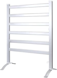 2-in-1 multifunction heated towel warmer, fabrics dryer for household, bathroom, brushed aluminum structure with chrome plate, stand alone or wall mounted, keep your clothes clean and dry,ul certified