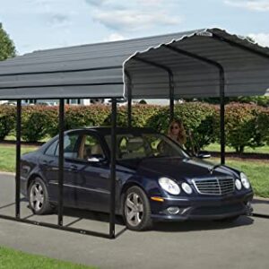 Arrow Carports Galvanized Steel Carport, Compact Car Metal Carport Kit, 10' x 15' x 9', Charcoal