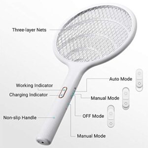 YISSVIC Electric Fly Swatter 2 Pack Bug Zapper Racket 4000 Volt Dual Modes Fly Zapper Rechargeable for Indoor Home Office Backyard Patio Camping (2 Packs)