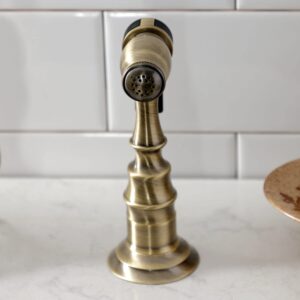 Kingston Brass KS7797TXBS French Country Bridge Kitchen Faucet, Brushed Brass