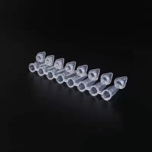 PCR Tubes - 0.2ml PCR Tubes Thin Wall, SHinged Flat Caps Attached,DNase/RNase Free,（125 Strips/Box)