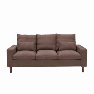 Panana Modern 3 Seater Sofa Couch Upholstered Fabric Couch Sofa for Small Space, Living Room, Apartment (Brown)