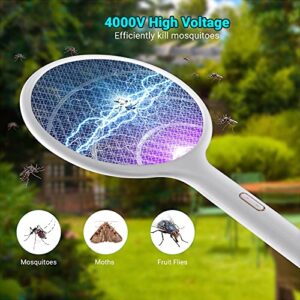 YISSVIC Electric Fly Swatter 2 Pack Bug Zapper Racket 4000 Volt Dual Modes Fly Zapper Rechargeable for Indoor Home Office Backyard Patio Camping (2 Packs)