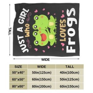 Frog Blanket Just A Girl Who Loves Frogs Super Soft Fluffy Warm Cozy Lightweight Fleece Frog Gifts Blanket for Adults Kids Home Decor Blanket for Couch Bed Living Room Office Camping 40"x50"