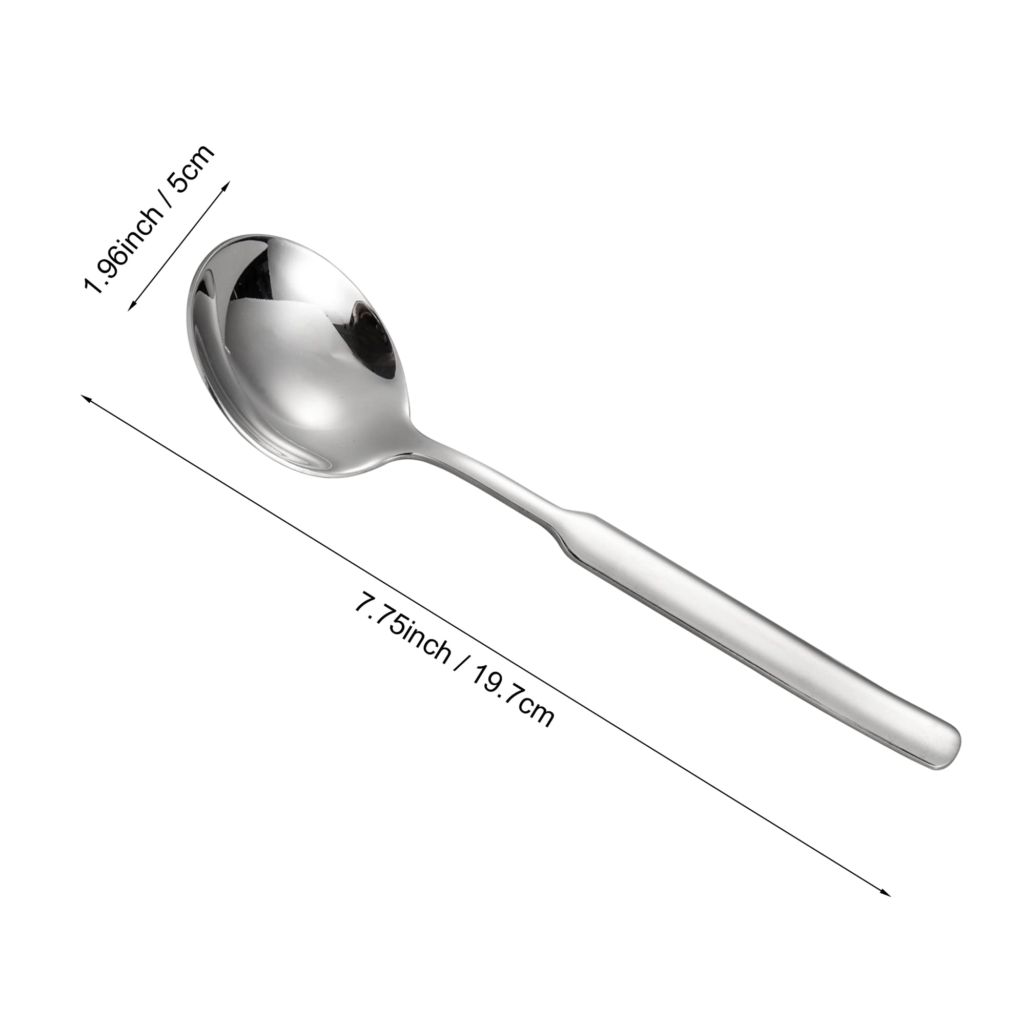 IMEEA Big Soup Spoons 7.75-Inch Round Soup Spoons Large Scoop Heavy Duty 316 Stainless Steel Soup Spoons with Long Handle, Set of 4