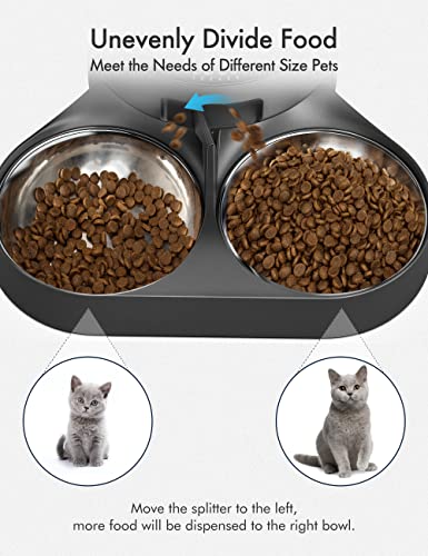 PETLIBRO Pet Food Splitter with Stainless Steel Bowls, Automatic Cat Feeder Bowls for Two Cats or Dogs, Suitable for PETLIBRO Automatic Cat Feeder PLAF005, PLAF006, PLAF103, PLAF203