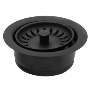 Westbrass CO2165S-62 Combo Pack 3-1/2" Post Style Large Kitchen Sink Waste Disposal Drain Flange with Basket Strainer, 1-Pack, Matte Black