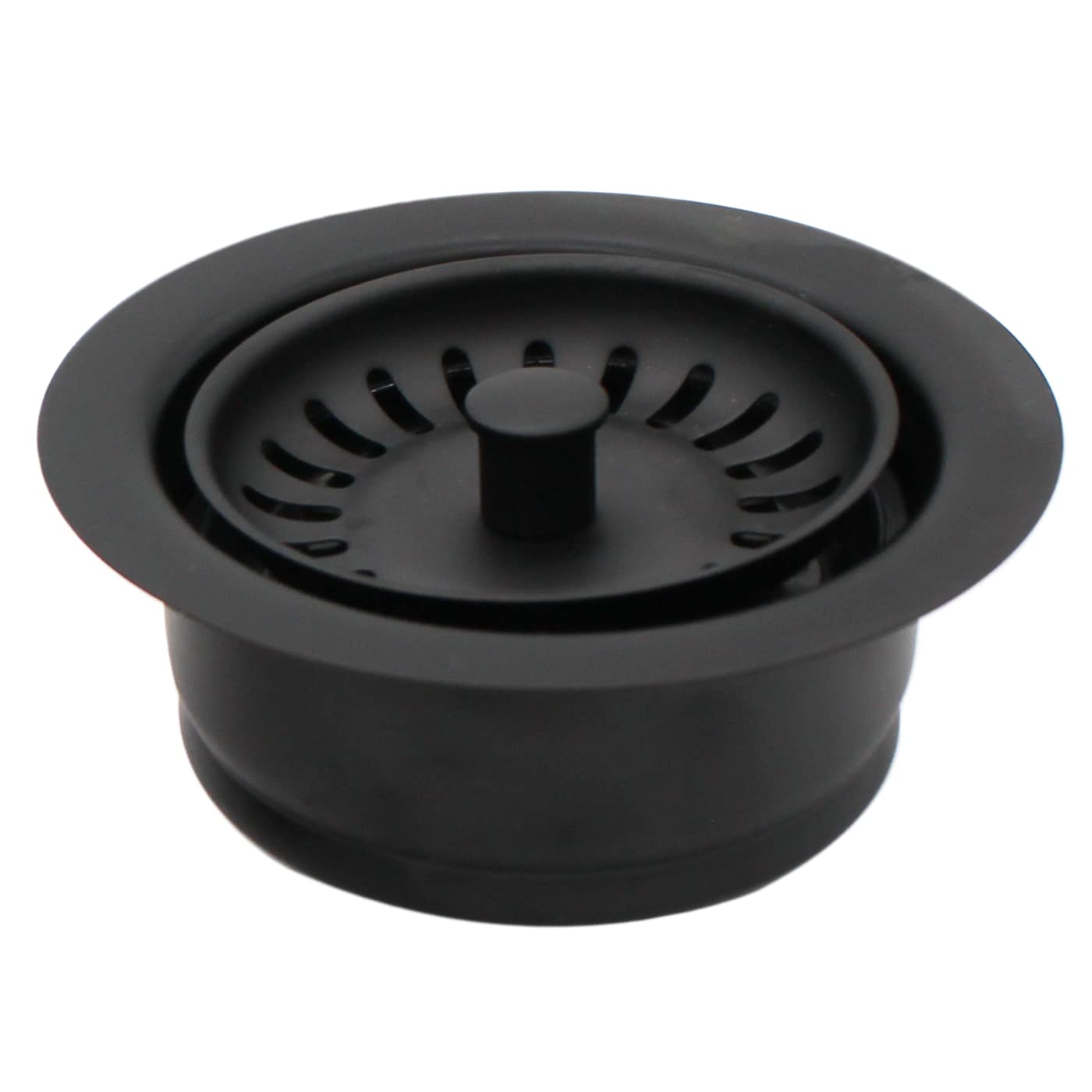 Westbrass CO2165S-62 Combo Pack 3-1/2" Post Style Large Kitchen Sink Waste Disposal Drain Flange with Basket Strainer, 1-Pack, Matte Black