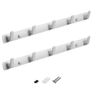 fecraf coat hooks wall mounted white, wall hook heavy duty, white modern coat rack hooks for wall, wall rack with hooks for bags hat, hooks for hanging towels bathroom hooks, solid aluminum