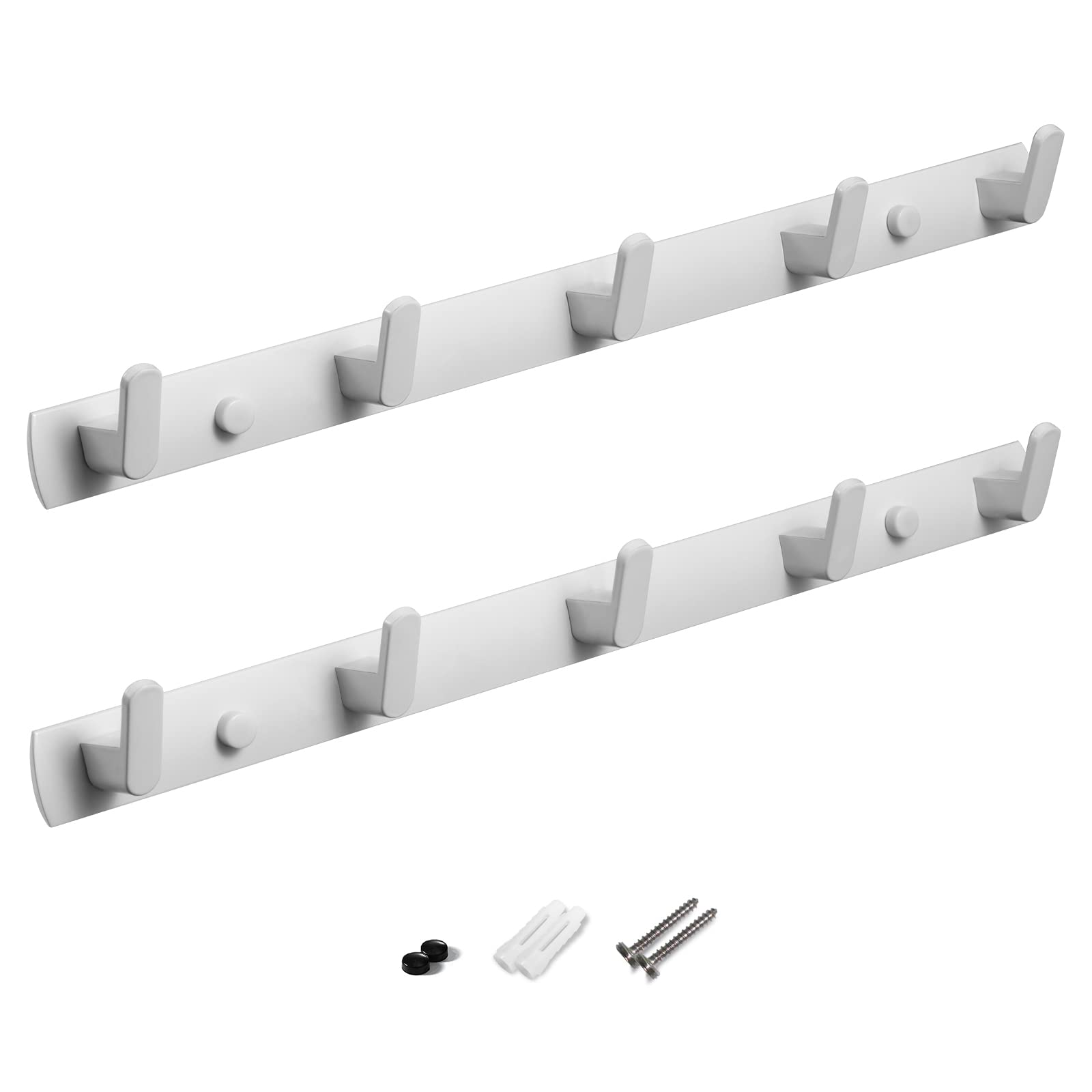 Fecraf Coat Hooks Wall Mounted White, Wall Hook Heavy Duty, White Modern Coat Rack Hooks for Wall, Wall Rack with Hooks for Bags Hat, Hooks for Hanging Towels Bathroom Hooks, Solid Aluminum