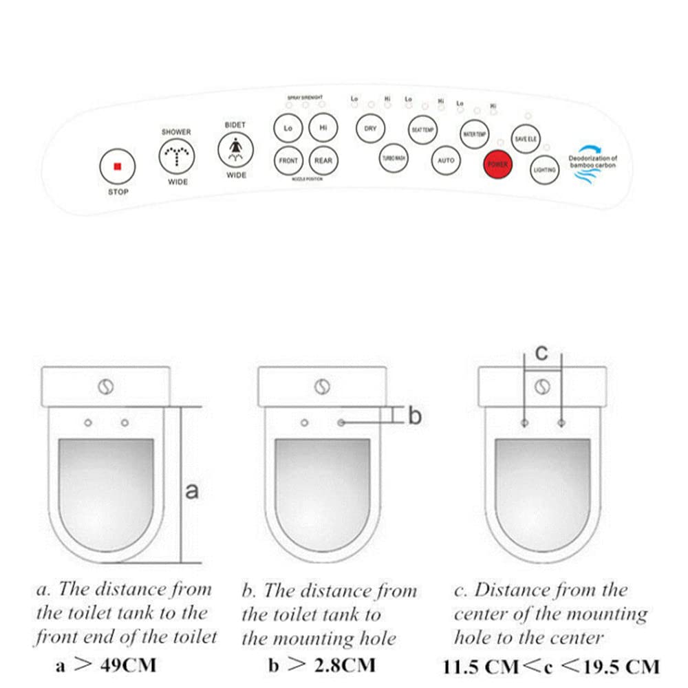 BJTDLLX Elongated Smart Toilet Seat, 110V Electric Automatic deodorization Bidet Toilet Seat 4-step Adjustment IPX4 Water Proofing with 2 Self-cleaning Nozzle & Air Dryer & Heated Seat (0.55L White)