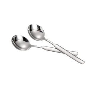 IMEEA Big Soup Spoons 7.75-Inch Round Soup Spoons Large Scoop Heavy Duty 316 Stainless Steel Soup Spoons with Long Handle, Set of 4