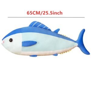 TONGMAN 3D Giant Bluefin Tuna Cushion Pillow Plush PillowStuffed Animal Toy Pillow for Home Decoration Gifts, Plush Toy (25.5 inches / 65 cm)