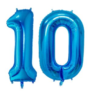 Number 10 Balloons 32 inch Digital Balloon Alphabet 10th Birthday Balloons Digit 10 Helium Balloons Big Balloons for Birthday Party Supplies Wedding Bachelorette Bridal Shower, Blue Number 10