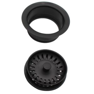 Westbrass CO2165S-62 Combo Pack 3-1/2" Post Style Large Kitchen Sink Waste Disposal Drain Flange with Basket Strainer, 1-Pack, Matte Black