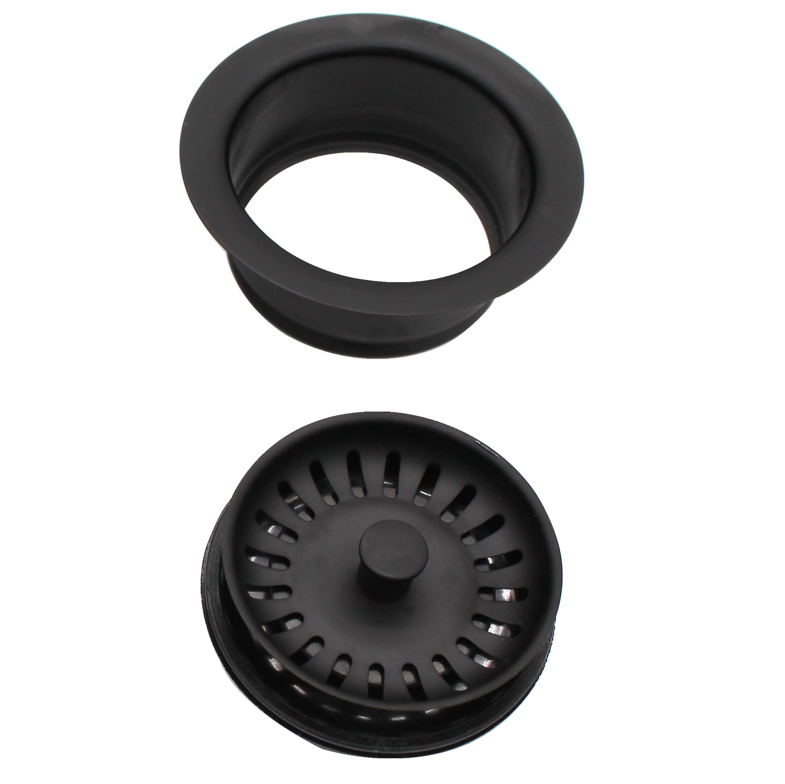 Westbrass CO2165S-62 Combo Pack 3-1/2" Post Style Large Kitchen Sink Waste Disposal Drain Flange with Basket Strainer, 1-Pack, Matte Black