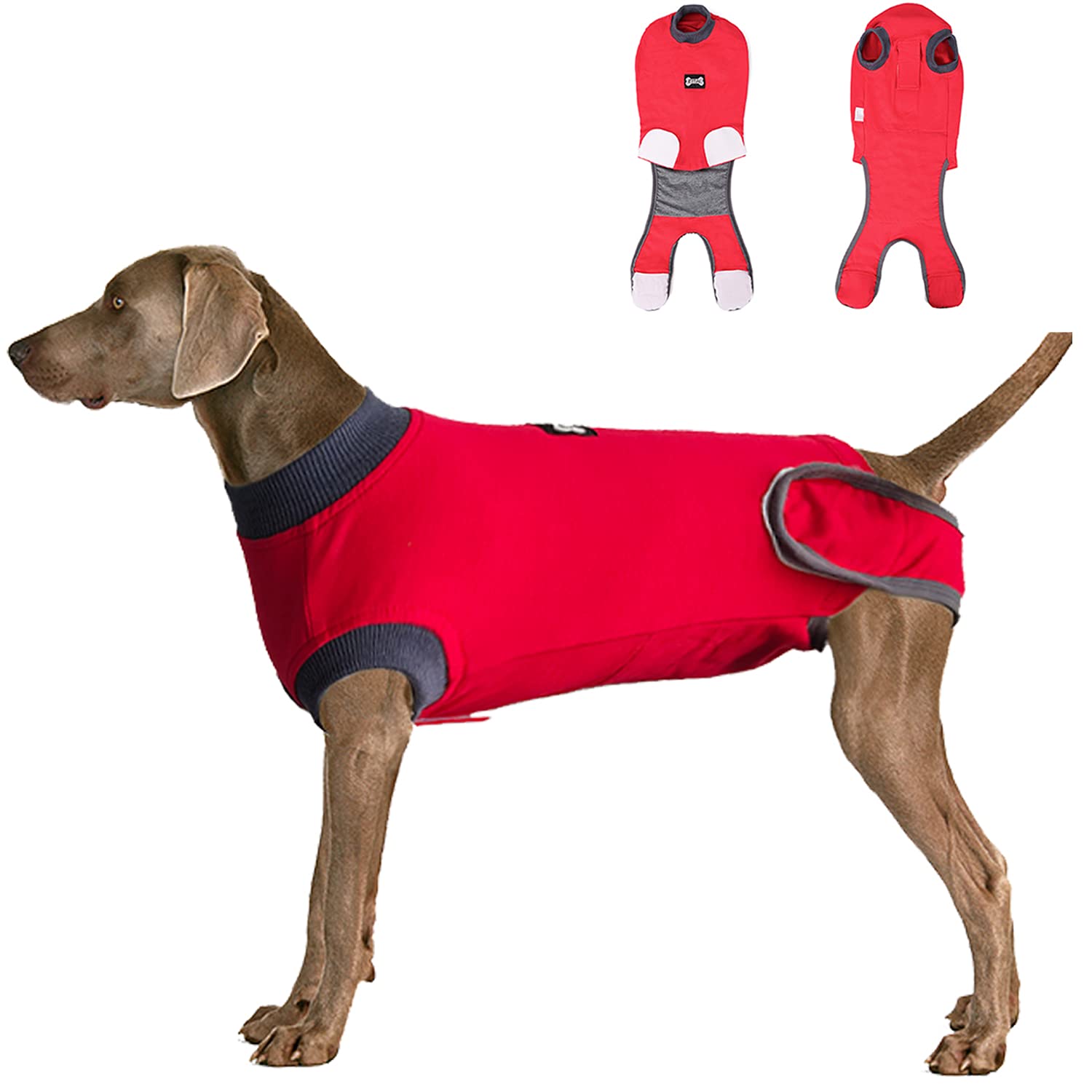 Dog Recovery Suit Body Suit After Surgery Dog Onesie Cone Alternatives Spay Neuter Suit Surgical Recovery Suit for Female Male Dogs (XXX-Large, Red)