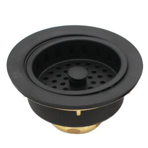 Westbrass CO2165S-62 Combo Pack 3-1/2" Post Style Large Kitchen Sink Waste Disposal Drain Flange with Basket Strainer, 1-Pack, Matte Black