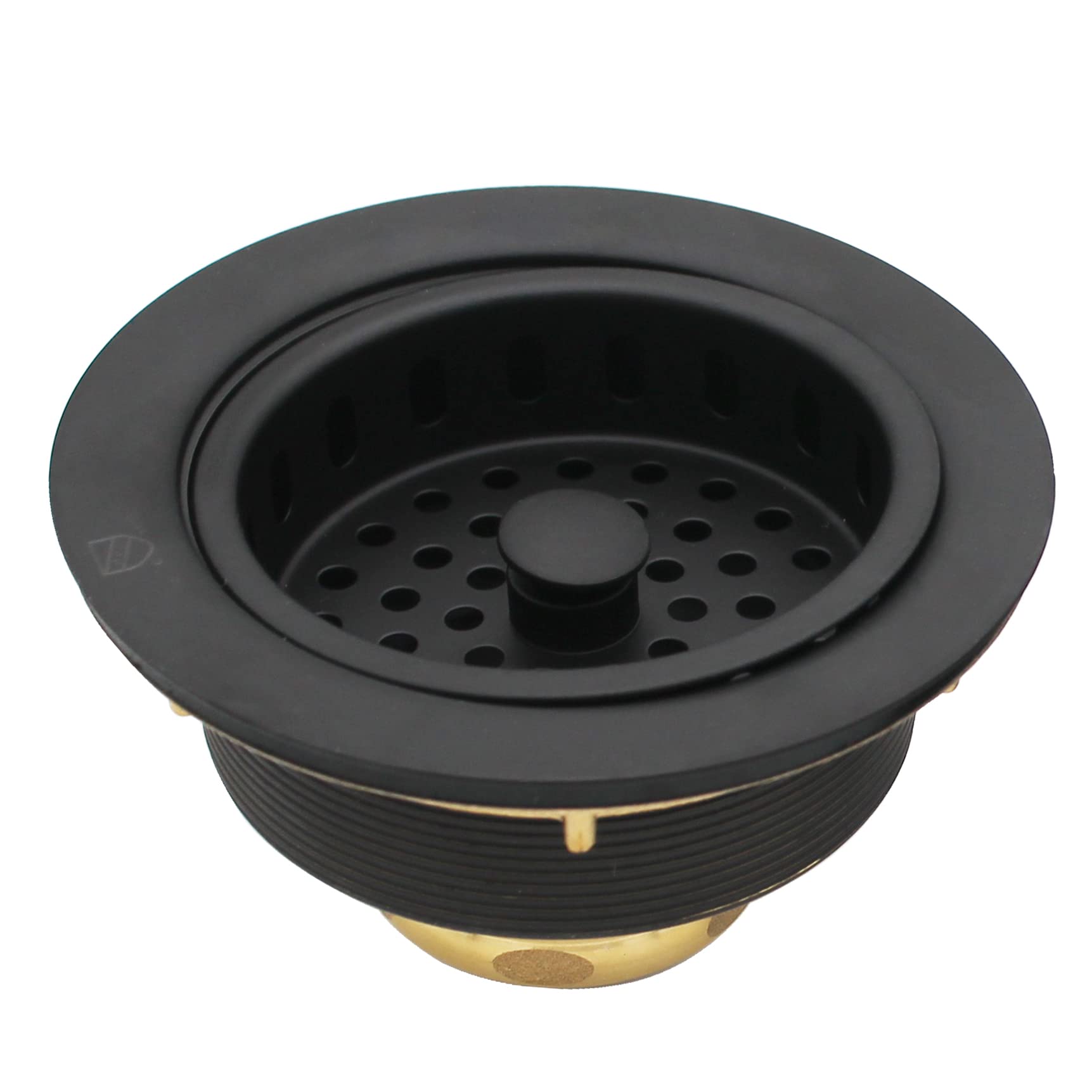 Westbrass CO2165S-62 Combo Pack 3-1/2" Post Style Large Kitchen Sink Waste Disposal Drain Flange with Basket Strainer, 1-Pack, Matte Black