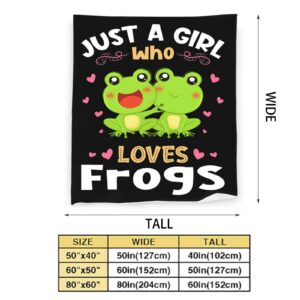 Frog Blanket Just A Girl Who Loves Frogs Super Soft Fluffy Warm Cozy Lightweight Fleece Frog Gifts Blanket for Adults Kids Home Decor Blanket for Couch Bed Living Room Office Camping 40"x50"