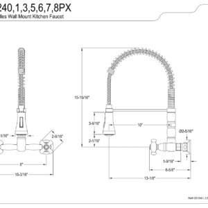 Kingston Brass GS1246PX Heritage Two-Handle Wall-Mount Pull-Down Sprayer Kitchen Faucet, Polished Nickel