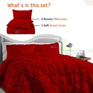 SGI bedding 3 Piece Duvet Cover Oversized Queen Size, Pinch 600 TC, 100% Cotton Sateen,1 Duvet Cover with 2 Pillows Covers,with Zipper Closure & Corner Ties, Soft,Cooling & Breathable - Blood Red