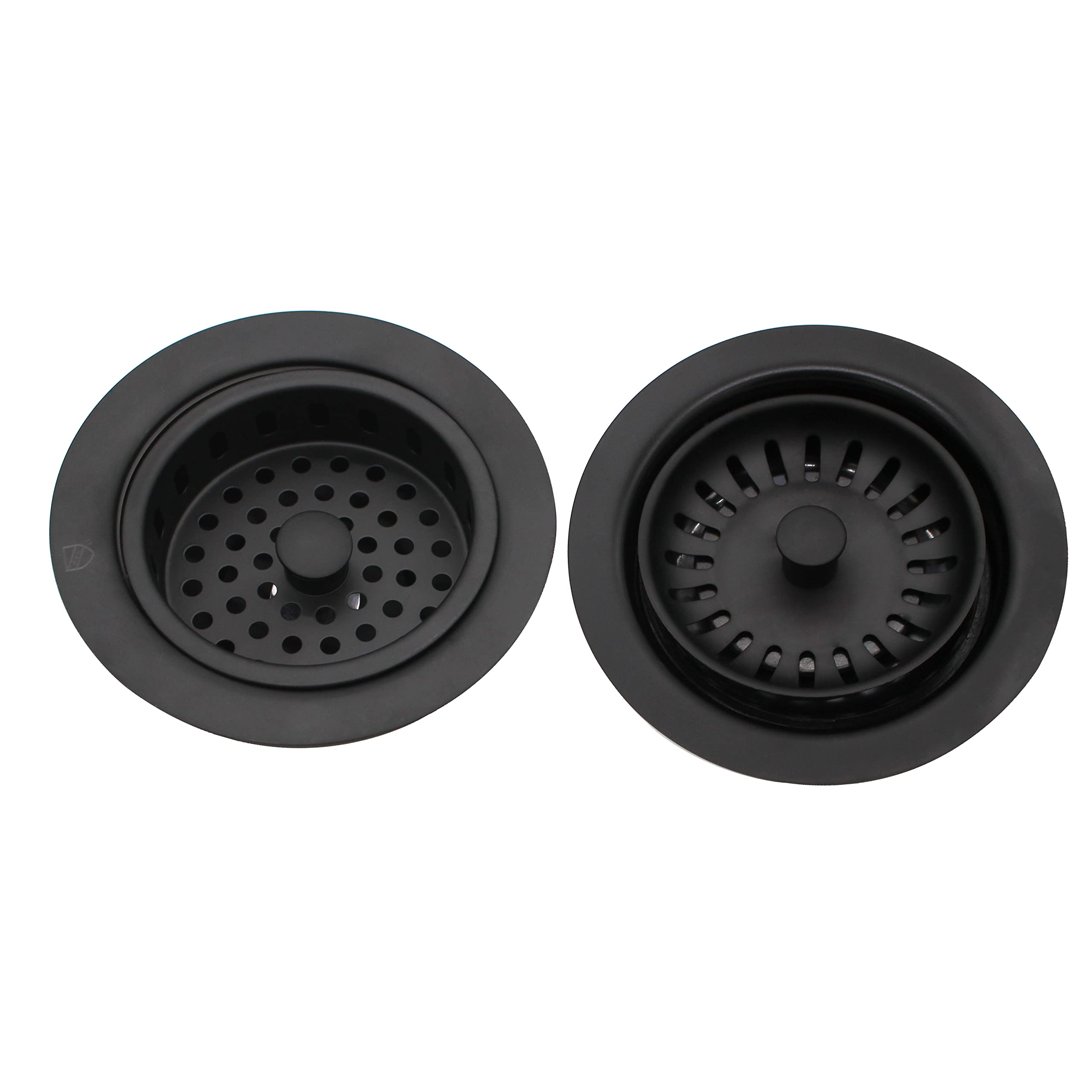 Westbrass CO2165S-62 Combo Pack 3-1/2" Post Style Large Kitchen Sink Waste Disposal Drain Flange with Basket Strainer, 1-Pack, Matte Black