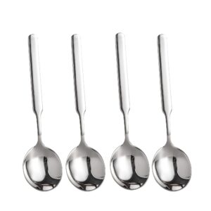 IMEEA Big Soup Spoons 7.75-Inch Round Soup Spoons Large Scoop Heavy Duty 316 Stainless Steel Soup Spoons with Long Handle, Set of 4