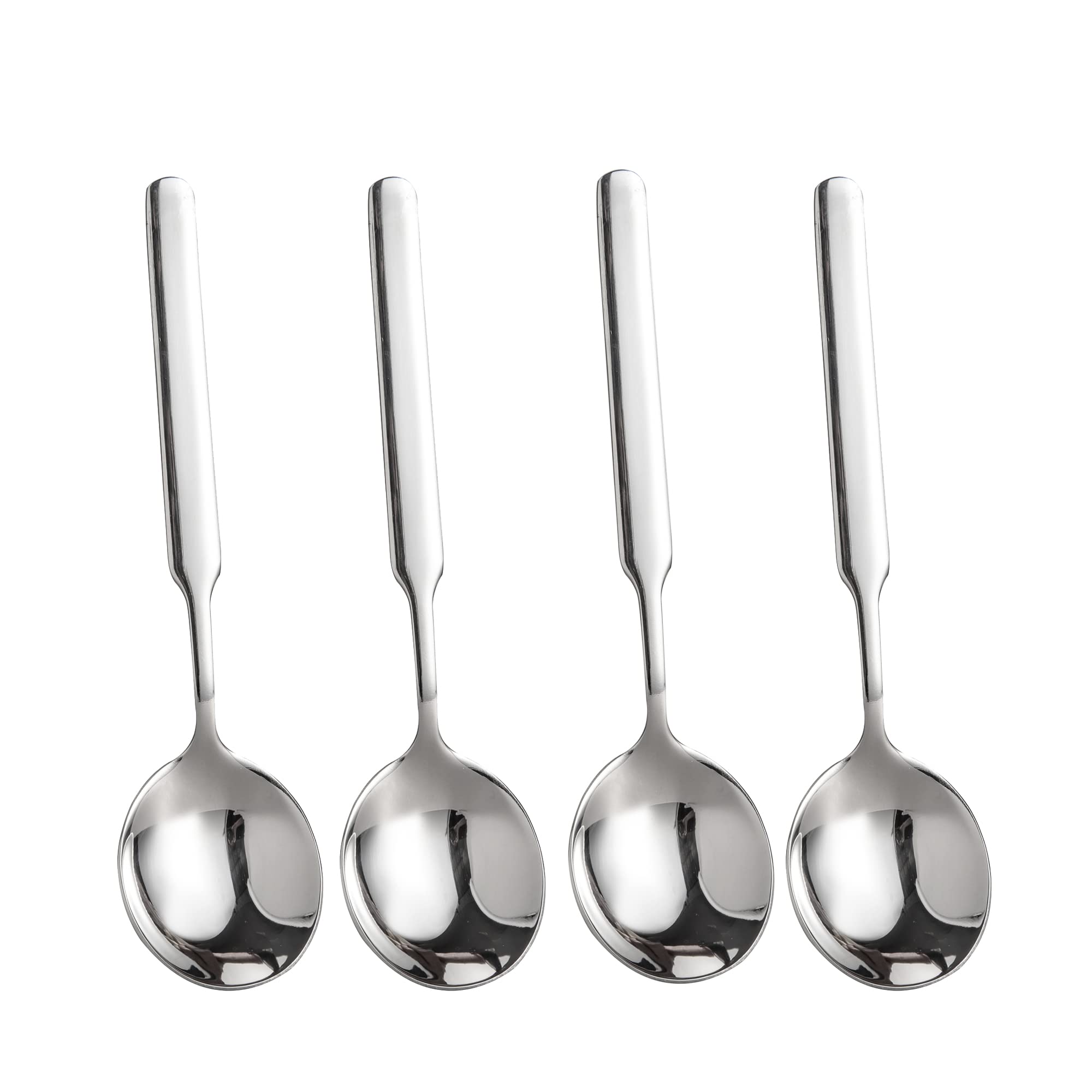 IMEEA Big Soup Spoons 7.75-Inch Round Soup Spoons Large Scoop Heavy Duty 316 Stainless Steel Soup Spoons with Long Handle, Set of 4