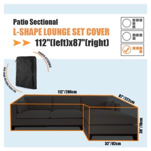 Gicov Patio Sectional Sofa Cover Waterproof L Shape Furniture Cover Outdoor Couch Cover Heavy Duty Garden Furniture Protector with Windproof Strap