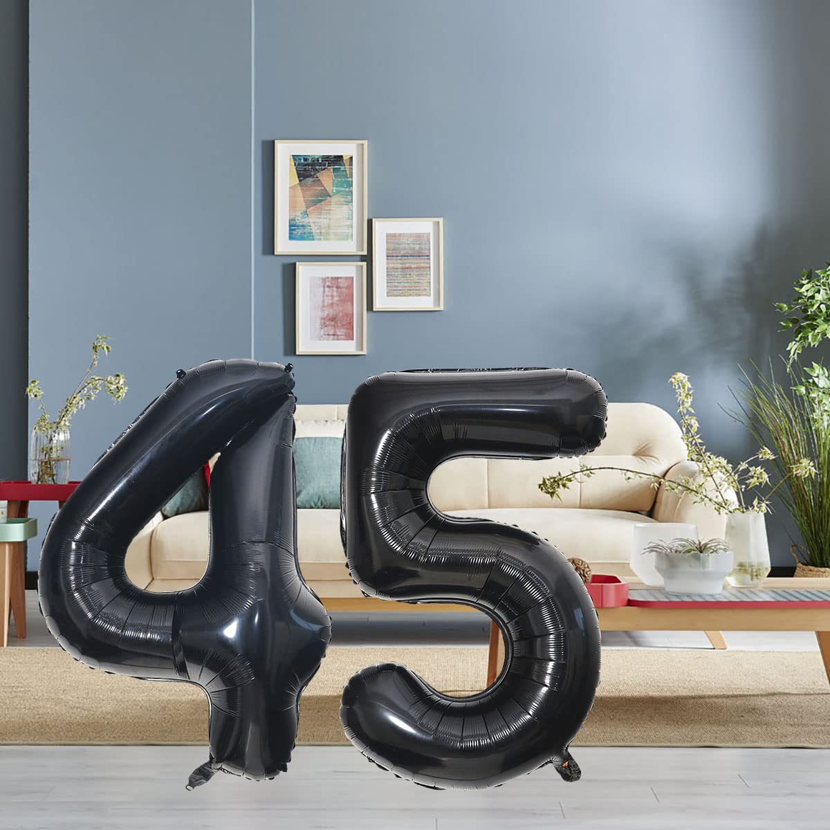 Number 45 Balloons 32 inch Digital Balloon Alphabet 45th Birthday Balloons Digit 45 Helium Balloons Big Balloons for Birthday Party Supplies Wedding Bachelorette Bridal Shower, Black Number 45