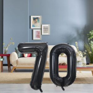 Number 70 Balloons 32 inch Digital Balloon Alphabet 70th Birthday Balloons Digit 70 Helium Balloons Big Balloons for Birthday Party Supplies Wedding Bachelorette Bridal Shower, Black Number 70