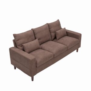 Panana Modern 3 Seater Sofa Couch Upholstered Fabric Couch Sofa for Small Space, Living Room, Apartment (Brown)