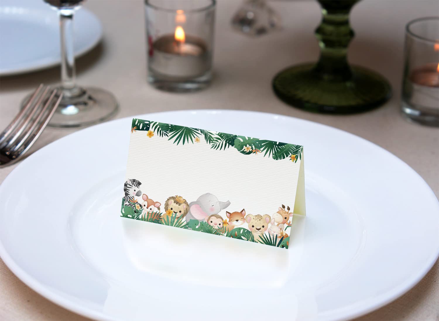 25 Place Cards - Perfect for Jungle Wildlife Theme Birthday Party, Classroom Party, Children Party, Banquets, Events/WZ012